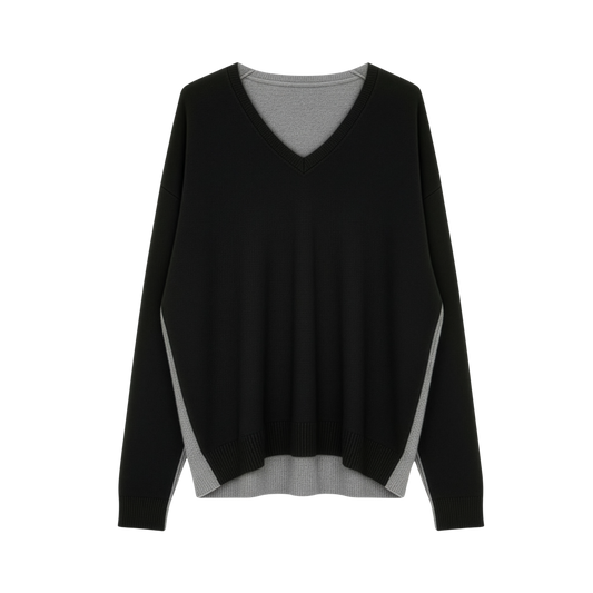 Nocciola Oversized V-Neck Sweater AW26